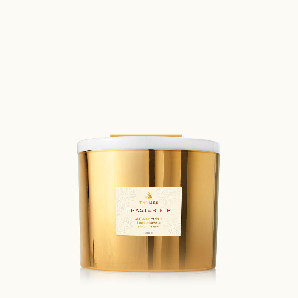 Thymes Frasier Fir Poured Candle Tin With Gold Lid 6.5 Oz - Digs N Gifts